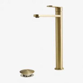 Alameda Messing Wastafelkraanset En Orveta Rvs En Messing Click-clack Wastafelafvoerventielset Goud & ↑30 Cm & Klep Met Overloop - Sklum