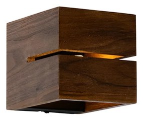 Landelijke wandlamp walnoot hout 9,7 - Transfer Groove