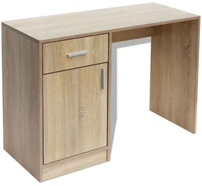 vidaXL Bureau met lade en kastje 100x40x73 cm eiken