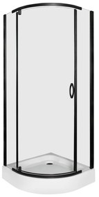 Kerra Splash douchecabine 89x89cm kwartrond inclusief douchebak zwart mat