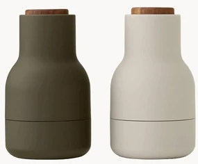 Kleine zout- en pepermolen Bottle Grinder met walnoothouten deksel, 2-delig