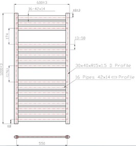 Eastbrook Staverton handdoek radiator 120x60cm Wit 776 watt