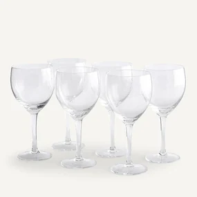 Set van 6 rode wijnglazen, Badia