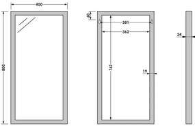 Brauer Onyx rechthoekige spiegel 40x80cm RVS geborsteld