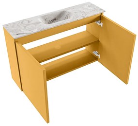 Mondiaz Ture DLux toiletmeubel 80cm ocher met wastafel glace midden zonder kraangat