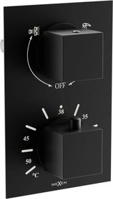 Mexen Cube thermostatische bad-douchekraan met 2 uitgangen, zwart - 77502-70