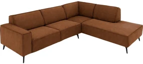 Goossens Hoekbank Hercules bruin, microvezel, 2,5-zits, modern design met ligelement rechts