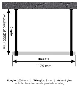 Brauer JC profielloze doorloopdouche 120cm koper