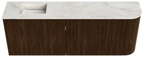 Mondiaz Joya DLux 110cm toiletmeubel ronding rechts walnut met wastafel faye links 1 kraangat ostra