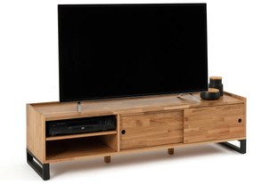 TV-meubel, massief eik en staal, Hiba