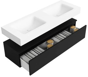 Zaro Alan badmeubel 140cm urban 1 lade met vrijhangende wastafel cloud dubbel zonder kraangat talc