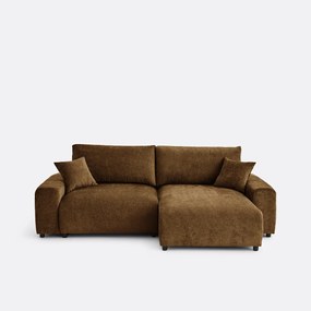 Omkeerbare hoekbank, omvormbaar, met box, in gevlamde chenille, GALENE