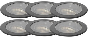Set van 6 dimbare buiten grondspots zwart IP65 incl LED - Delux Honey Modern GU10 IP65 Buitenverlichting