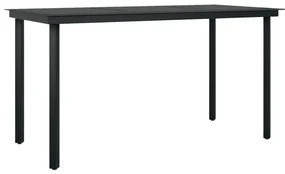 vidaXL Tuintafel 140x70x74 cm staal en glas zwart