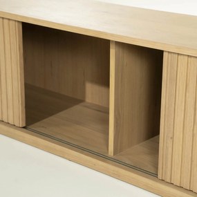 Eleonora Milo Eiken Tv-meubel Met Schuifdeuren 240 Cm Naturel - 240x42x43cm.