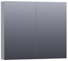 BRAUER Plain Spiegelkast - 80x70x15cm - 2 links/rechtsdraaiende spiegeldeuren - MDF - mat grijs SK-PL80MG