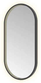 Hotbath &More Oval spiegel ovaal 40x80cm geborsteld zwart PVD