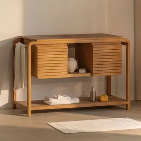 Bradley Teakhouten Badkamermeubelset Without Sink & Spiegelloze & Zonder Kraan & ↔︎ 120 Cm - Sklum