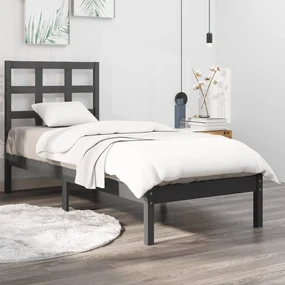 vidaXL Bedframe massief hout grijs 100x200 cm