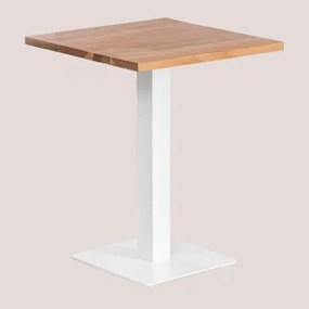 Vierkante Barkruk Van Acaciahout Ristretto Wit & ↔︎ 60 Cm - Sklum