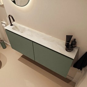 Mondiaz Ture DLux toiletmeubel 120cm army met wastafel ostra links met kraangat