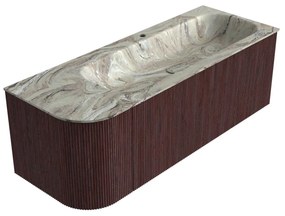 Mondiaz Kurve-dlux 125cm badmeubel ronding links ruby met 1 lade en deur en wastafel big medium kraangat rechts glace