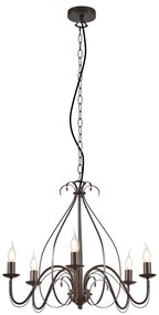 Eettafel / Eetkamer Klassieke kroonluchter roestbruin 5-lichts - Giuseppe Klassiek / Antiek, Landelijk / Rustiek E14 rond Binnenverlichting Lamp