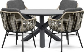 Tuinset Ronde Tuintafel 4 personen 130 cm Rope Grijs Coco Antoni/Orino