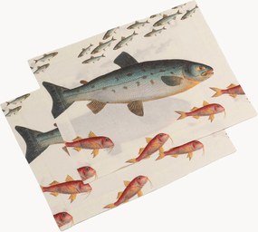 Placemats Sea Fish van linnen, 2-delig