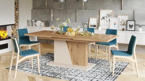 NOBLE NOIR Artisan Oak/beige – uitschuifbare tafel tot 218 cm, voor 8, 10