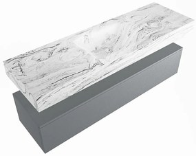 Mondiaz Alan DLux badmeubel 150cm plata 1 lade met wastafel glace midden 1 kraangat