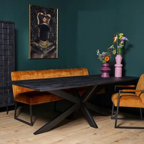 Starfurn New York Eetkamertafel Zwart Mangohout 240 Cm - 240 X 100cm.