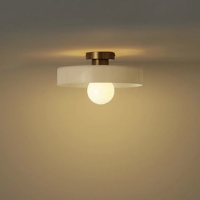Retro plafondlamp brons met beige glas - Jina