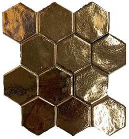 Terre d'Azur Hexagonale Mosaic wandtegel 28x30cm goud