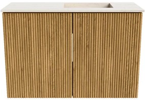 Mondiaz Joya DLux 60cm toiletmeubel oak met wastafel faye rechts zonder kraangat meli