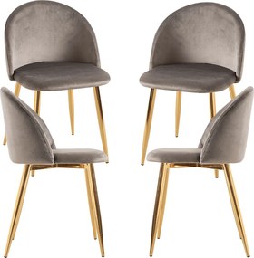 Set 4 Vint Fluwelen Golden Stoelen