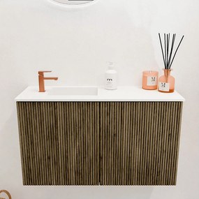 Mondiaz Joya 70cm toiletmeubel dusk met wastafel faye links 1 kraangat talc