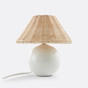 Tafellamp in keramiek en rotan, Alios