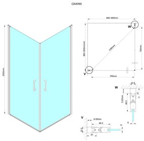 Gelco Loro draaibare douchedeur links- en rechtsdraaiend 90x200cm chroom