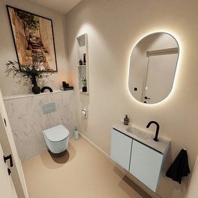 Mondiaz Ture DLux toiletmeubel 60cm greey met wastafel opalo midden met kraangat