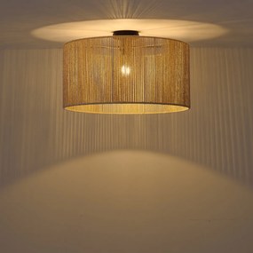 Plafondlamp zwart met beige papieren kap 50/50/25 - Combi