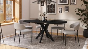 RENZO Zwart - RONDE TAFEL Ø110 UITKLAPBAAR TOT 180 cm | VOOR DE KEUKEN EETKAMER WOONKAMER RETRO