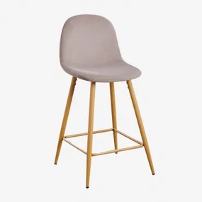 Set Van 2 Hoge Krukken Van Glamm-fluweel Natuurlijk Hout & Grijs – Taupe & ↑65 Cm - Sklum
