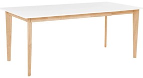 Eettafel wit/lichtbruin 140/180 x 90 cm uitschuifbaar SOLA Beliani