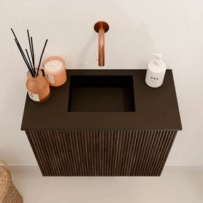 Mondiaz Joya 50cm toiletmeubel walnut met wastafel faye midden zonder kraangat urban