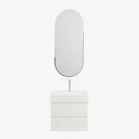 Badkamermeubelset Van Hout En Essenhoutfineer Met Geïntegreerde Wastafel Ona Wit & Oval Led And Antifog Black 45x105 Cm Vacson & - Sklum