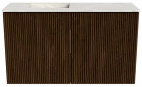 Mondiaz Joya DLux 70cm toiletmeubel walnut met wastafel faye links 1 kraangat ostra