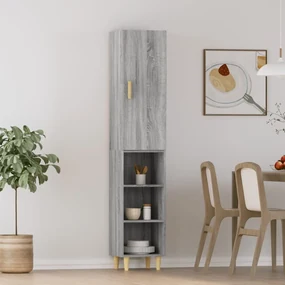 vidaXL Hoge kast 34,5x34x180 cm bewerkt hout grijs sonoma eikenkleurig