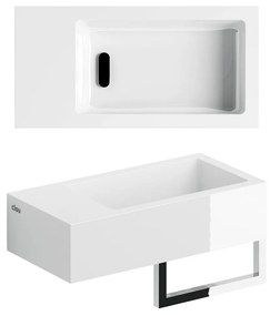 Clou Flush 3 fontein mineraalmarmer 36cm links en handdoekhouder wit glans