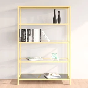 vidaXL Wandtafel gehard glas goudkleurig en zwart
